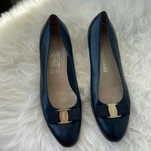 black ferragamo ballet flats
